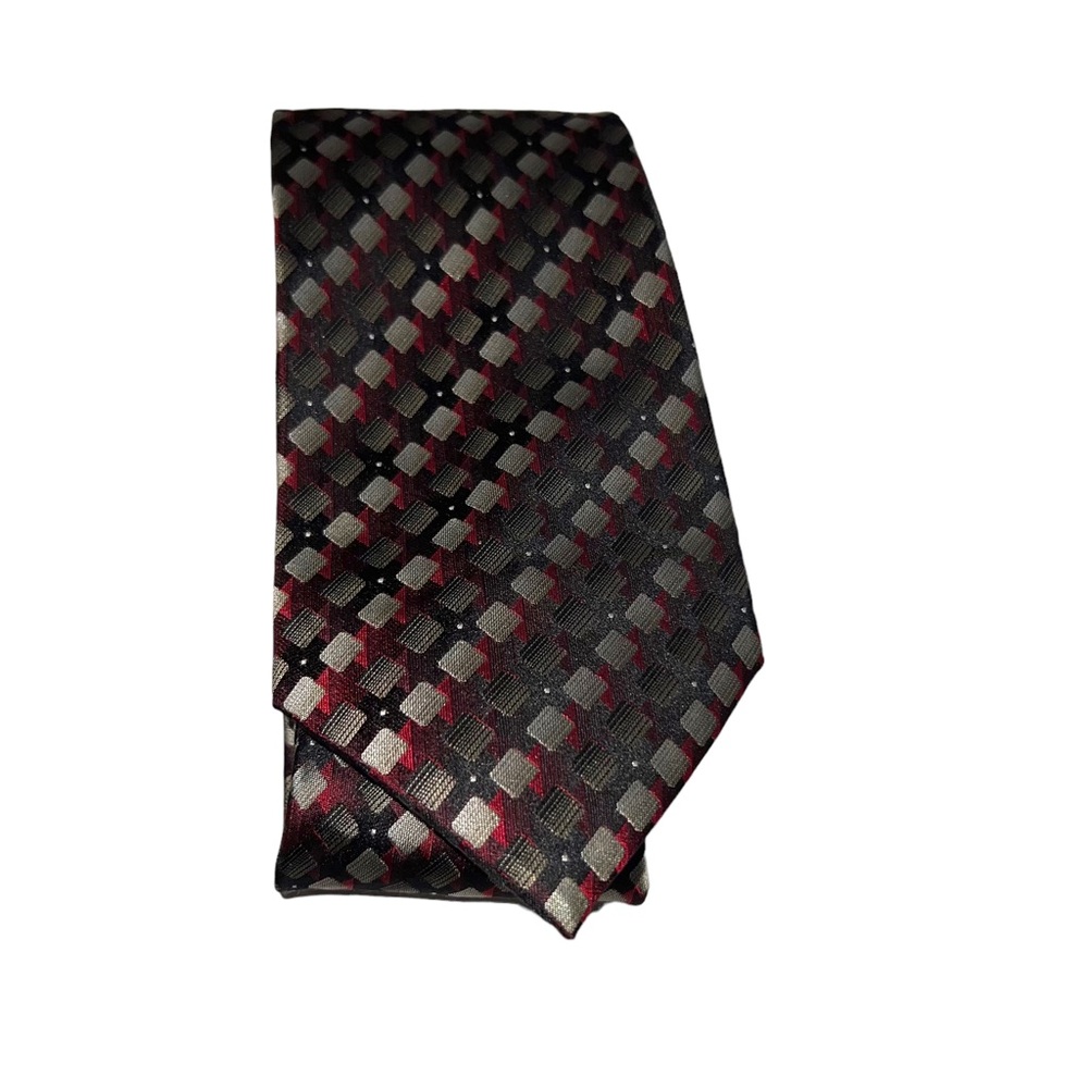 John Ashford Red Print Neck Tie Silk
